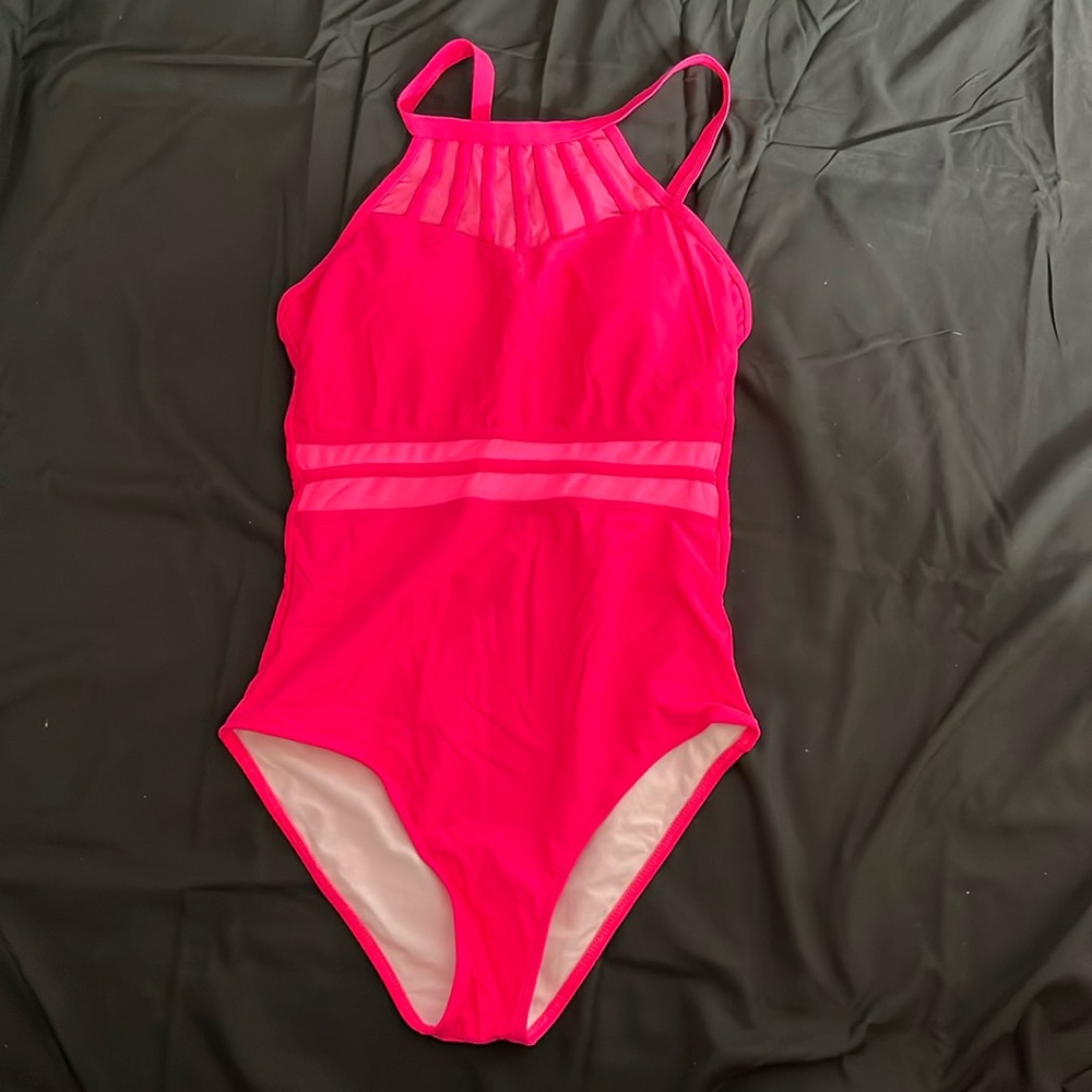Womens Small Swimwear Pink Shear Embellishments Padded Bra Beach Pool NWT